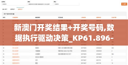 新澳门开奖结果+开奖号码,数据执行驱动决策_KP61.896-2