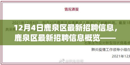 鹿泉区最新招聘信息概览，职场人的新选择选择指南（12月4日）