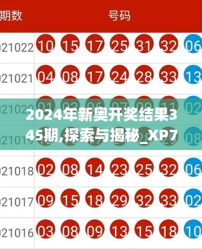 2024年新奥开奖结果345期,探索与揭秘_XP7.402