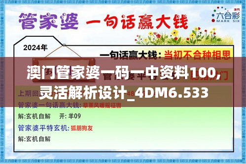 澳门管家婆一码一中资料100,灵活解析设计_4DM6.533