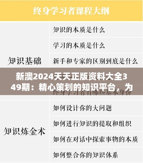 新澳2024天天正版资料大全349期：精心策划的知识平台，为学习赋能