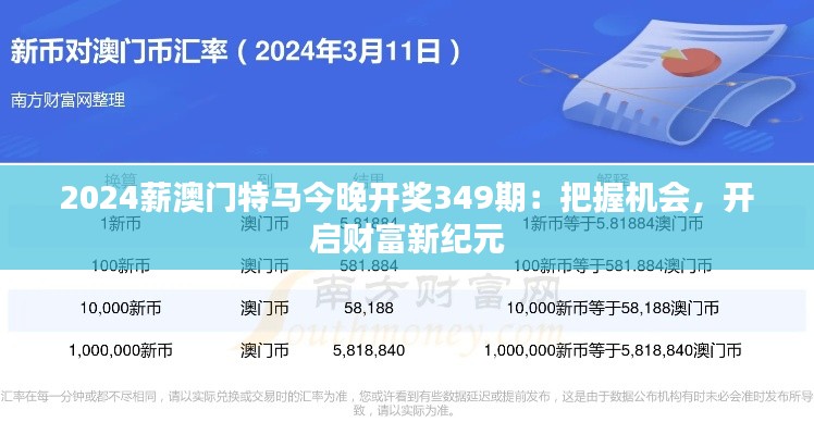 2024薪澳门特马今晚开奖349期：把握机会，开启财富新纪元