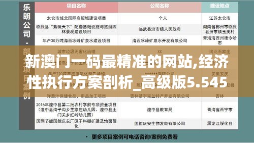 新澳门一码最精准的网站,经济性执行方案剖析_高级版5.545