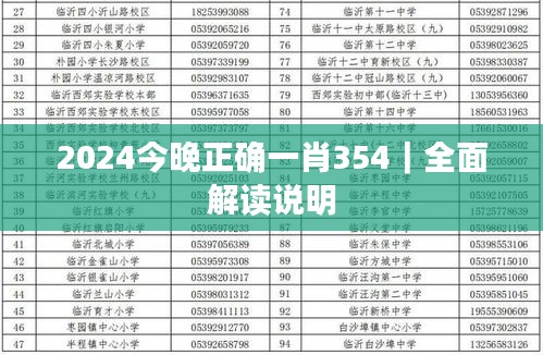 2024今晚正确一肖354｜全面解读说明