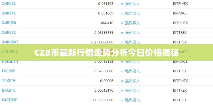 CZB币最新行情走势分析今日价格揭秘