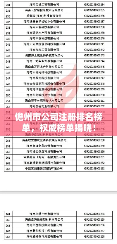 儋州市公司注册排名榜单，权威榜单揭晓！