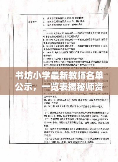 书坊小学最新教师名单公示，一览表揭秘师资阵容