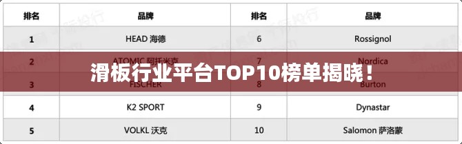 滑板行业平台TOP10榜单揭晓！