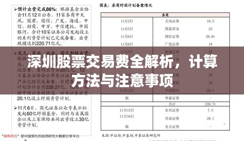 深圳股票交易费全解析，计算方法与注意事项