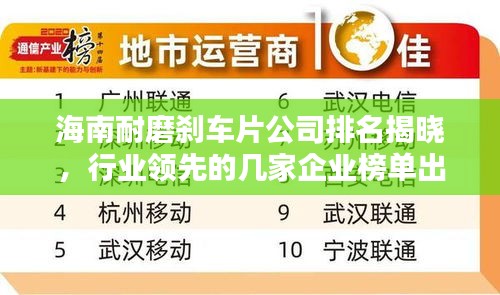 海南耐磨刹车片公司排名揭晓，行业领先的几家企业榜单出炉！