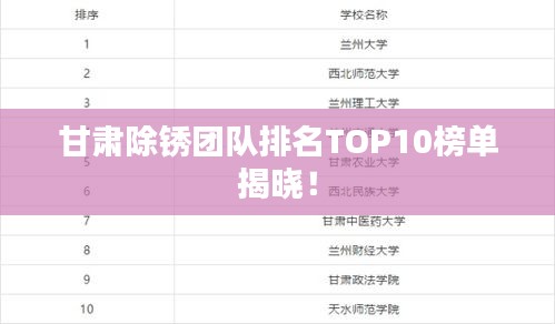 甘肃除锈团队排名TOP10榜单揭晓！