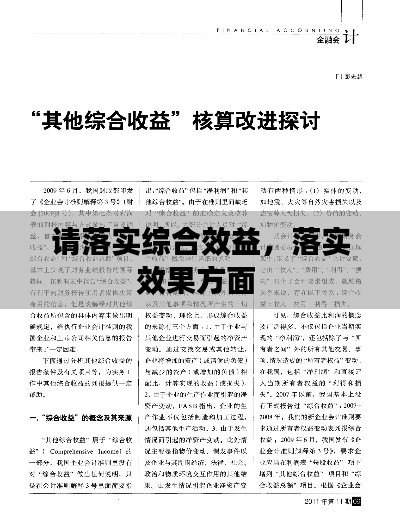 请落实综合效益，落实效果方面 