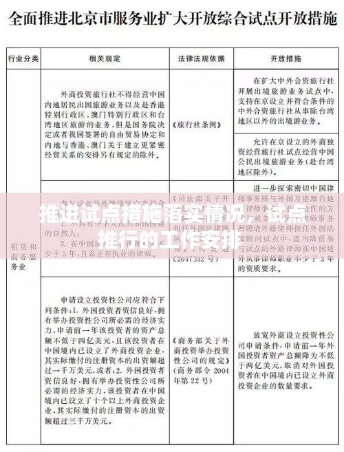 推进试点措施落实情况，试点推行的工作安排 