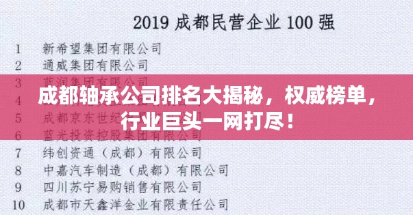 成都轴承公司排名大揭秘，权威榜单，行业巨头一网打尽！